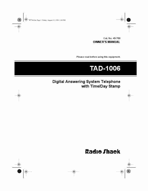 Radio Shack Answering Machine TAD-1006-page_pdf